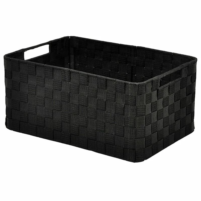 Black Weave Round Corner Storage Basket, Medium 1 Black Weave Round Corner Storage Basket, Medium