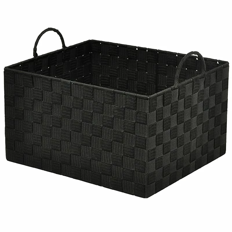 Black Weave Storage Basket With Handles, Black 1 Black Weave Storage Basket With Handles, Black