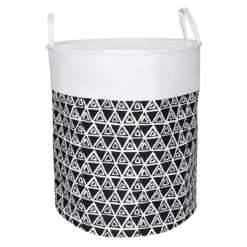 Black & White Triangle Print Laundry Hamper, Large