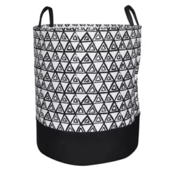 Black & White Triangle Print Laundry Hamper, Medium