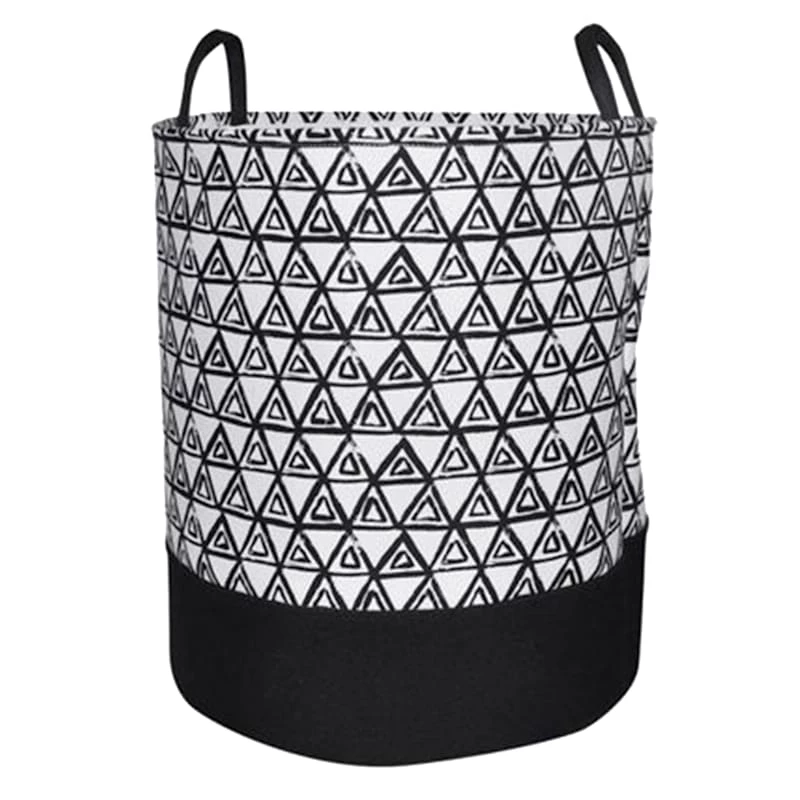 Black & White Triangle Print Laundry Hamper, Medium 1 Black & White Triangle Print Laundry Hamper, Medium