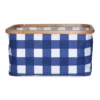 Blue Check Fabric Rectangle Basket, Small