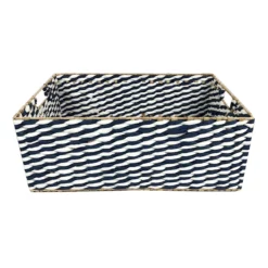 Blue & Natural Cattail Storage Basket, Large