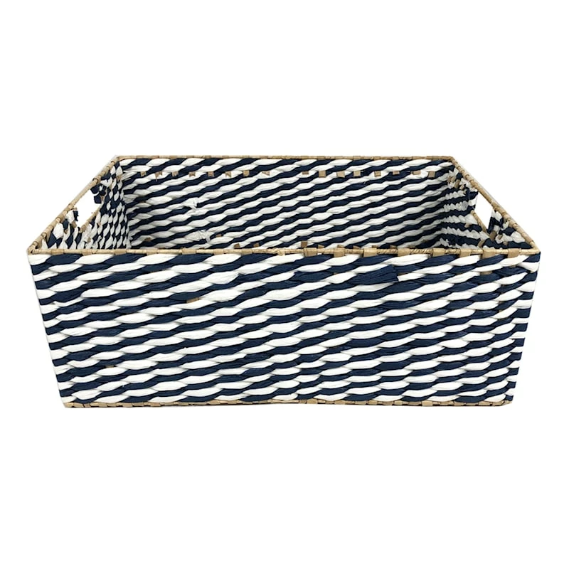 Blue & Natural Cattail Storage Basket, Large 1 Blue & Natural Cattail Storage Basket, Large