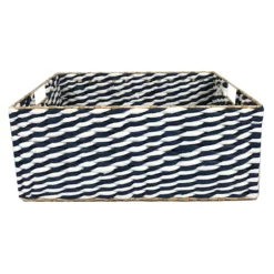 Blue & Natural Cattail Storage Basket, Medium