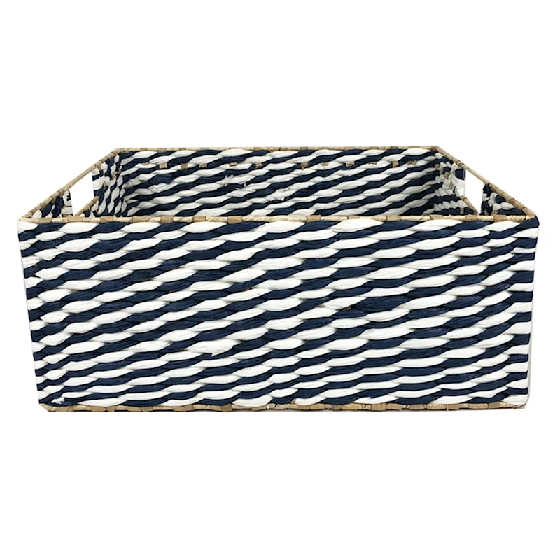 Blue & Natural Cattail Storage Basket, Medium 1 Blue & Natural Cattail Storage Basket, Medium