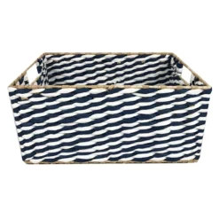 Blue & Natural Cattail Storage Basket, Small