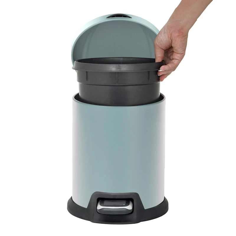 Blue Stainless Steel Round Pedal Bin, 5l 2 Blue Stainless Steel Round Pedal Bin, 5l - Image 2