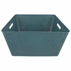 Blue Y-Weave Plastic Storage Basket, Extra Large