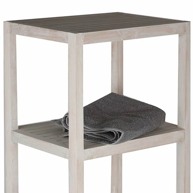Borneo 4-Tier Corner Storage Stand, White Wood 2 Borneo 4-Tier Corner Storage Stand, White Wood - Image 2