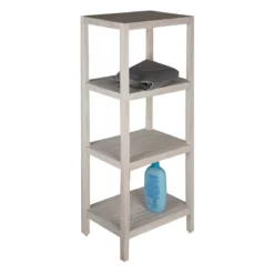 Borneo 4-Tier Corner Storage Stand, White Wood