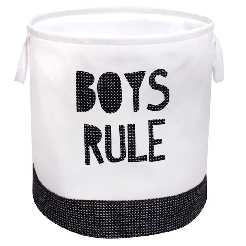 Boys Rule Black & White Laundry Hamper, Medium 1 Boys Rule Black & White Laundry Hamper, Medium