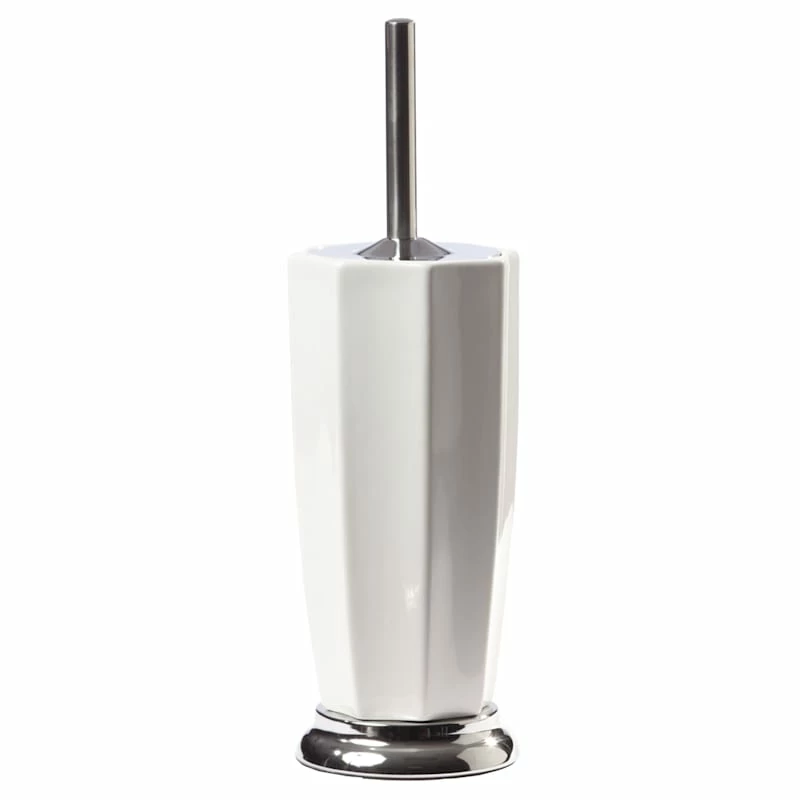 Brock White Ceramic Toilet Bowl Brush & Chrome Handle Base 1 Brock White Ceramic Toilet Bowl Brush & Chrome Handle Base