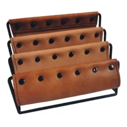 Brown Faux Leather Letter Sorter