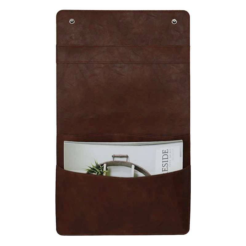Brown Faux Leather Wall Organizer 1 Brown Faux Leather Wall Organizer