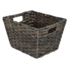 Brown Faux Rattan Storage Tote, Medium