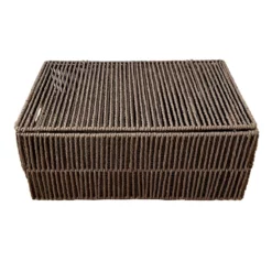 Brown Paper Rope Storage Basket With Lid, Medium