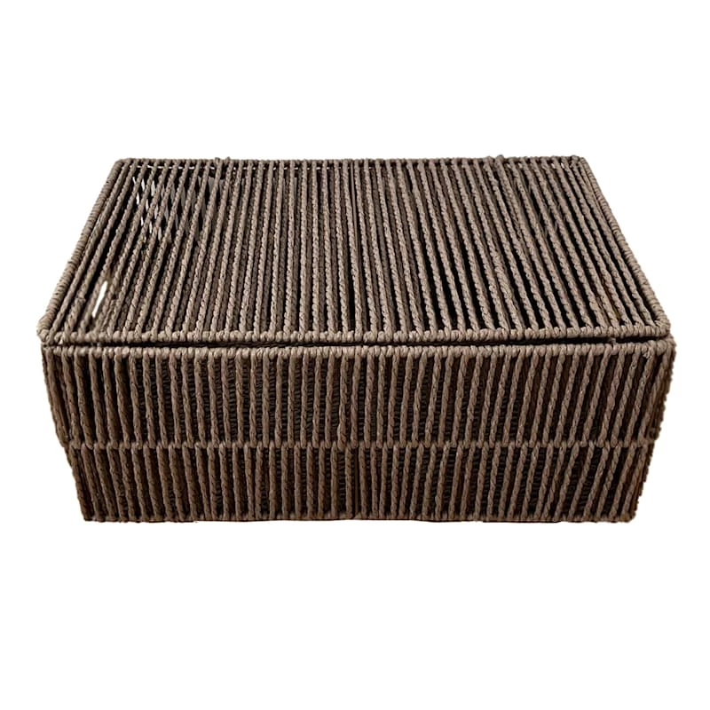 Brown Paper Rope Storage Basket With Lid, Medium 1 Brown Paper Rope Storage Basket With Lid, Medium