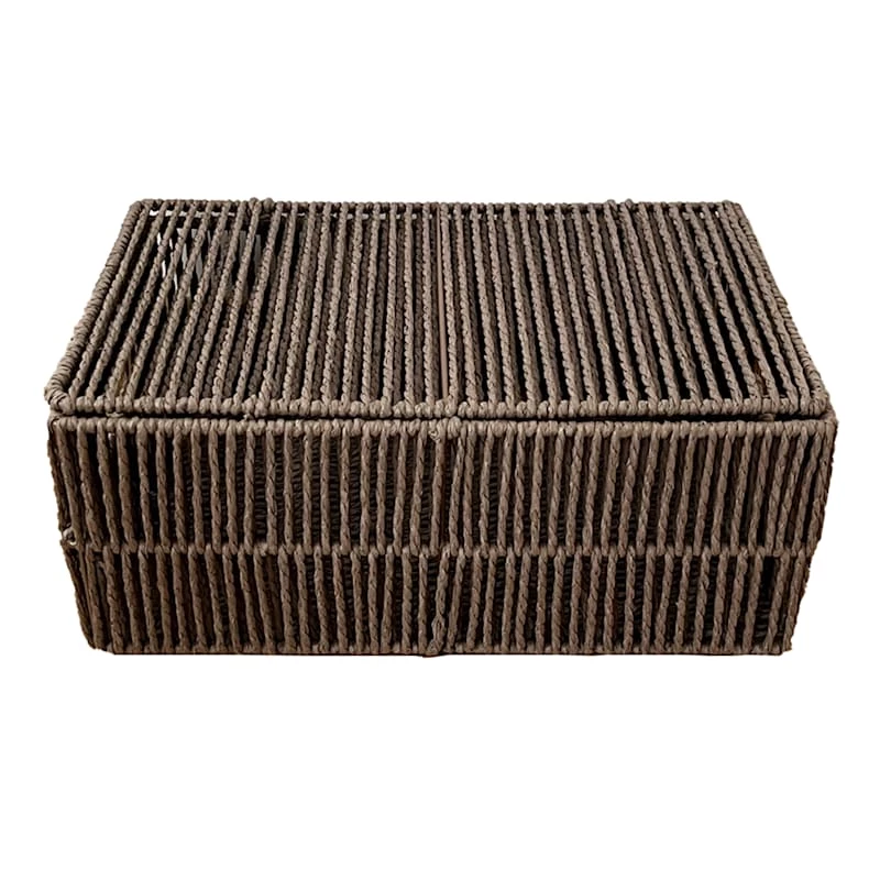Brown Paper Rope Storage Basket With Lid, Small 1 Brown Paper Rope Storage Basket With Lid, Small