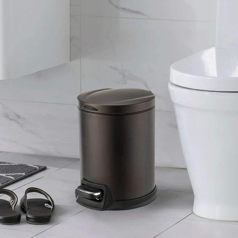 Brown Stainless Steel Round Pedal Bin, 5l 7 Brown Stainless Steel Round Pedal Bin, 5l - Image 7