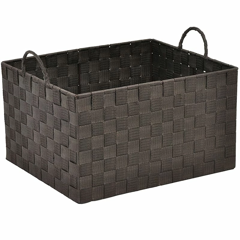 Brown Weave Storage Basket With Handles, Large 1 Brown Weave Storage Basket With Handles, Large