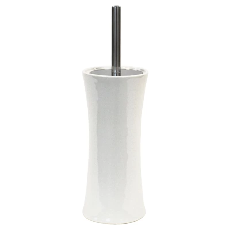 Burt White Ceramic Toilet Bowl Brush Holder & Chrome Handle 1 Burt White Ceramic Toilet Bowl Brush Holder & Chrome Handle