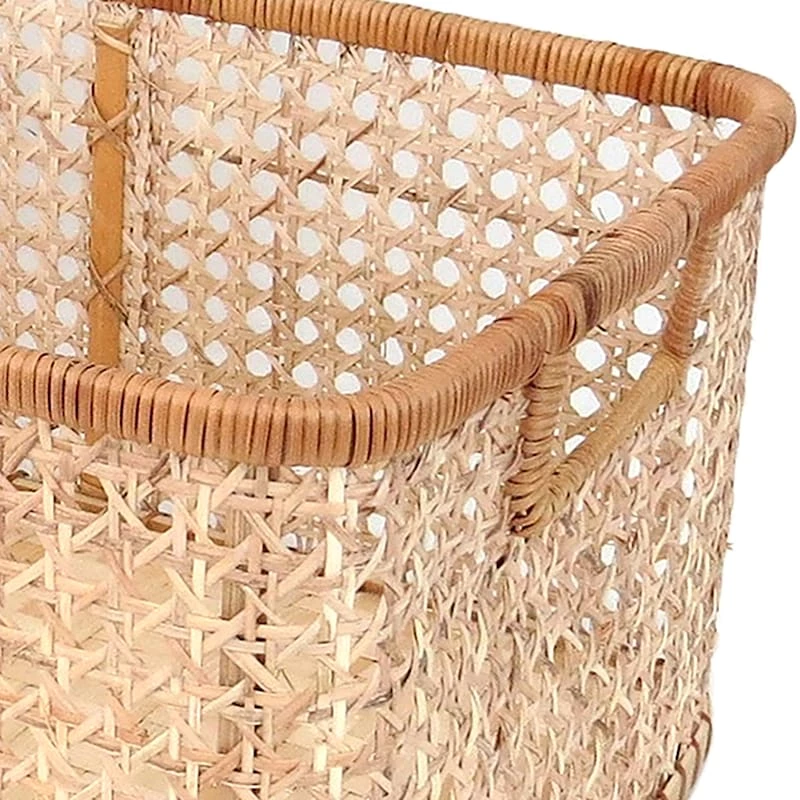 Cane Rectangle Storage Basket, Large 2 Cane Rectangle Storage Basket, Large - Image 2