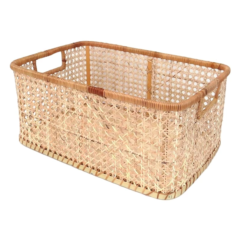 Cane Rectangle Storage Basket, Large 1 Cane Rectangle Storage Basket, Large