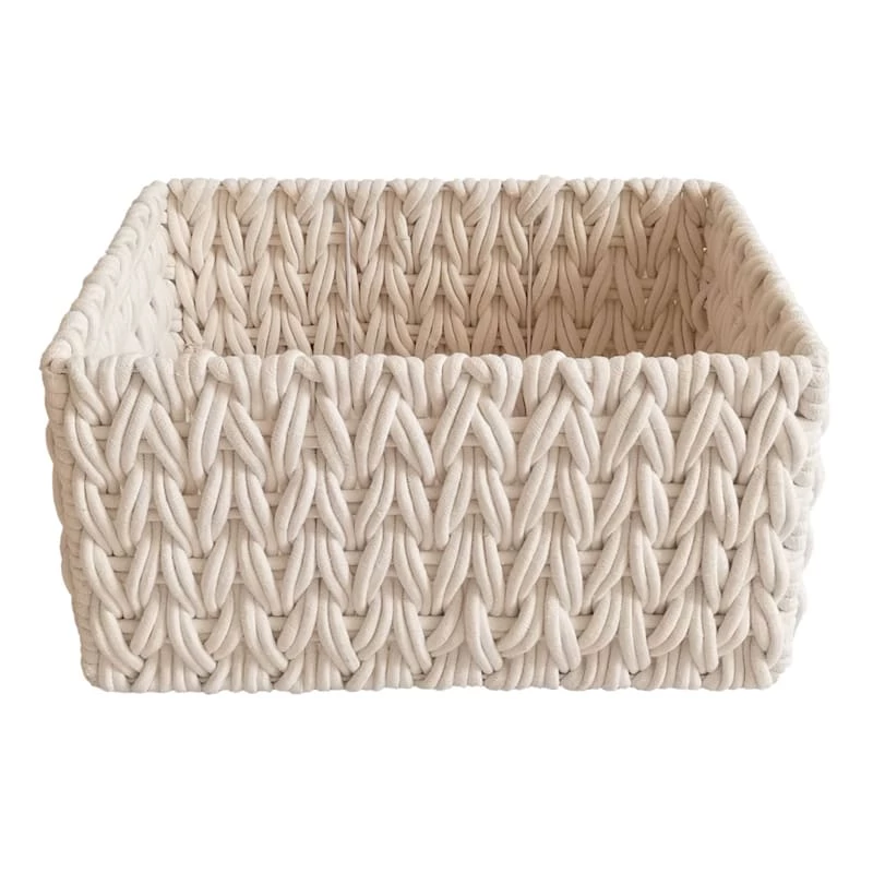 Chunky White Rectangle Fabric Storage Basket, Medium 1 Chunky White Rectangle Fabric Storage Basket, Medium