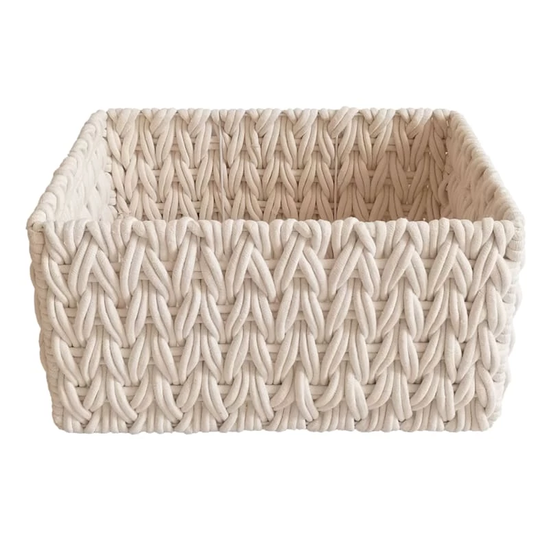 Chunky White Rectangle Fabric Storage Basket, Small 1 Chunky White Rectangle Fabric Storage Basket, Small