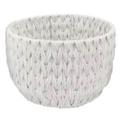 Chunky White Round Fabric Storage Basket, Small