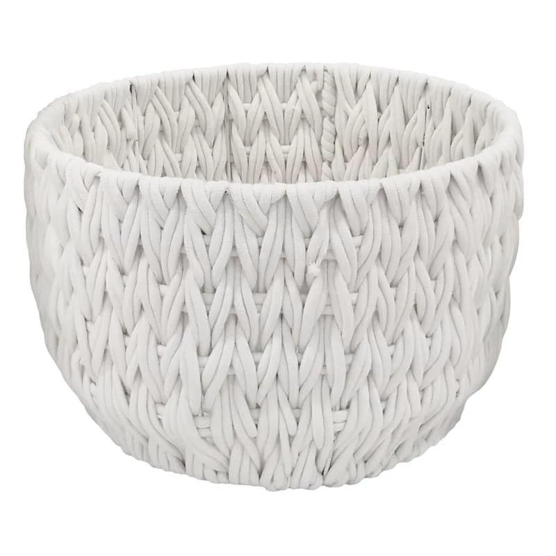 Chunky White Round Fabric Storage Basket, Small 1 Chunky White Round Fabric Storage Basket, Small
