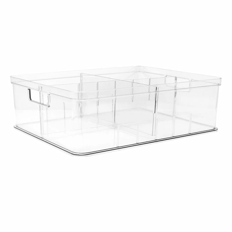 Clear Storage Bin With Divider, Extra Large 1 Clear Storage Bin With Divider, Extra Large