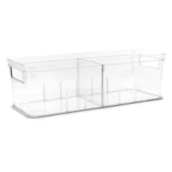 Clear Storage Bin With Divider, Large
