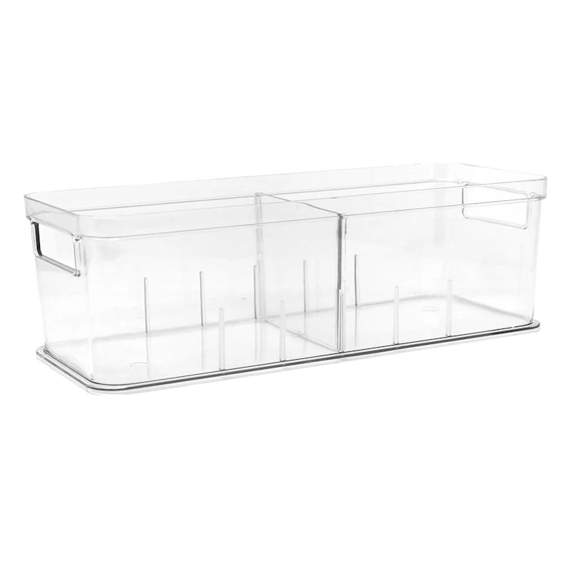 Clear Storage Bin With Divider, Large 1 Clear Storage Bin With Divider, Large