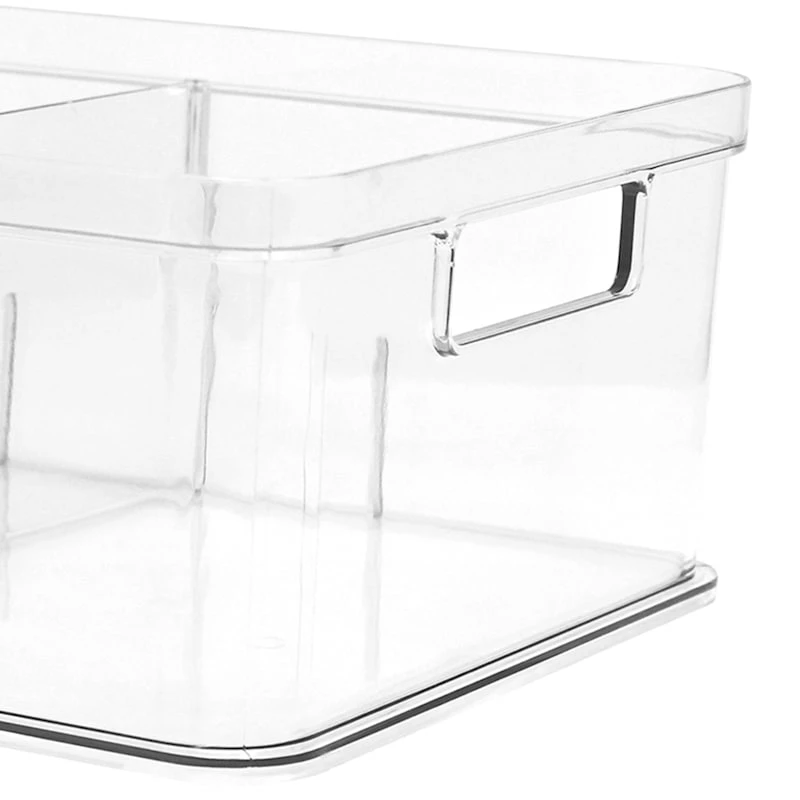 Clear Storage Bin With Divider, Medium 2 Clear Storage Bin With Divider, Medium - Image 2