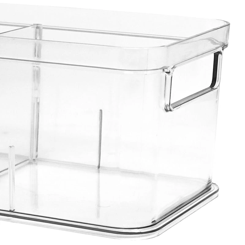Clear Storage Bin With Divider, Small 2 Clear Storage Bin With Divider, Small - Image 2