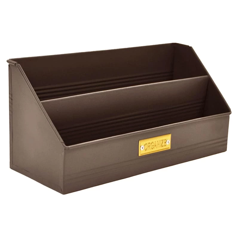 Cliff Bronze & Gold Ridged Metal Desk Organizer 1 Cliff Bronze & Gold Ridged Metal Desk Organizer