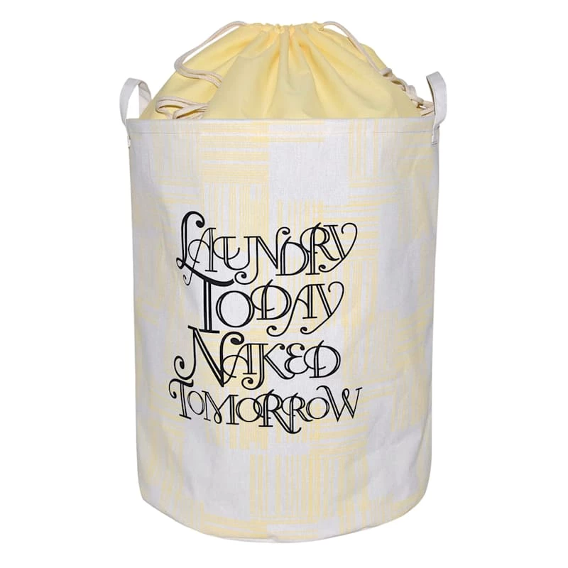 Collapsible Laundry Hamper With Drawstring Liner, Yellow 1 Collapsible Laundry Hamper With Drawstring Liner, Yellow
