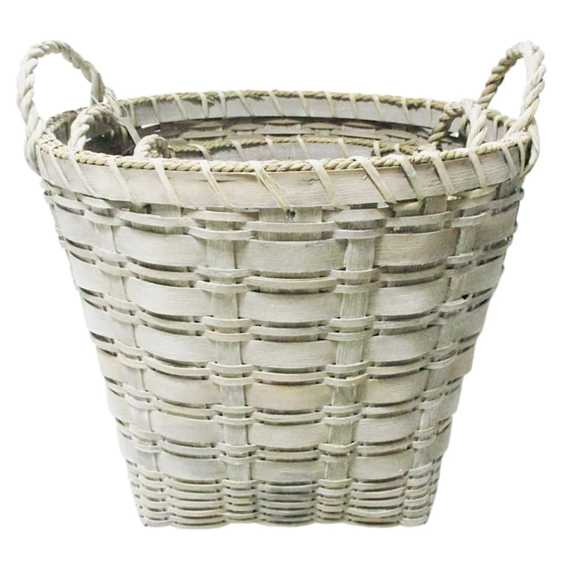 Dark Grey Round Chip Wood Basket, Large 1 Dark Grey Round Chip Wood Basket, Large