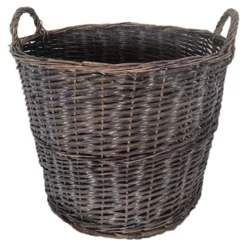 Dark Grey Split Willow Round Basket, Large