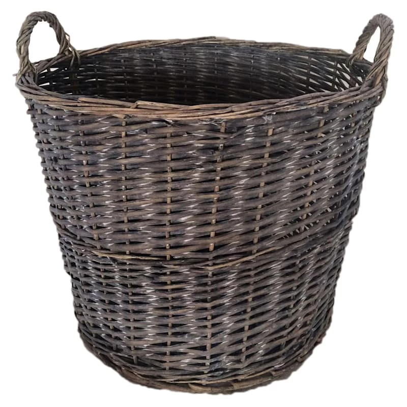 Dark Grey Split Willow Round Basket, Small 1 Dark Grey Split Willow Round Basket, Small