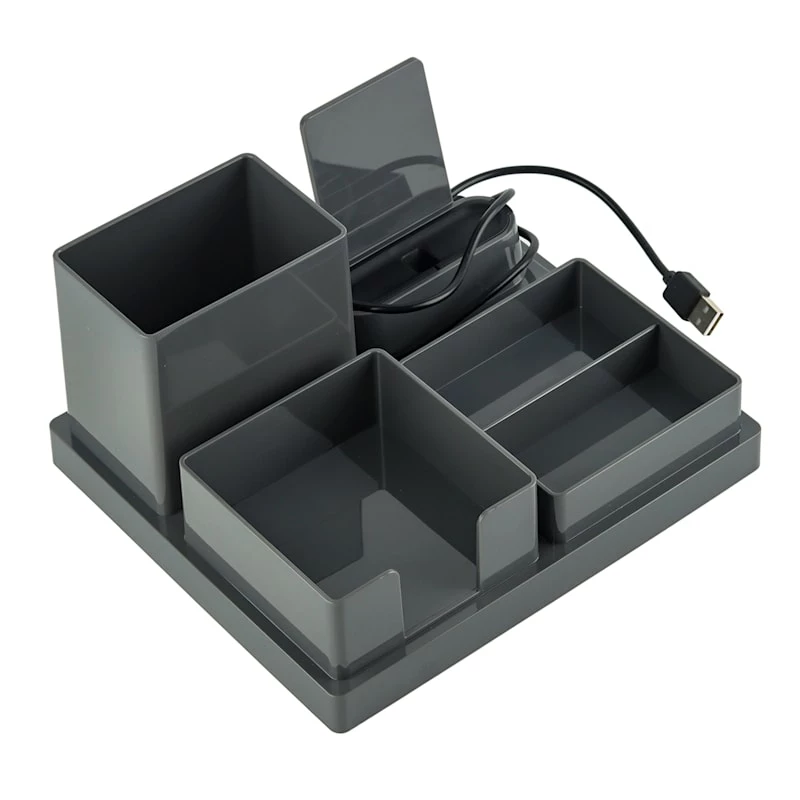 Desk Charging Organizer, Grey 1 Desk Charging Organizer, Grey