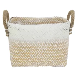 Double Bamboo Rectangle Clear Black Natural/White Small Basket