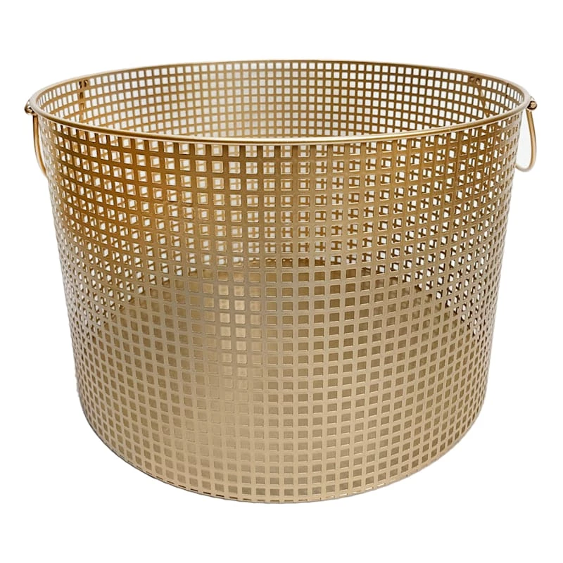Flatiron Bronze Metal Round Storage Basket, Large 1 Flatiron Bronze Metal Round Storage Basket, Large
