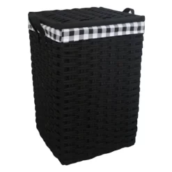 Floor Standing Hamper With Printed Buffalo Check Designed Liner, Extra Large