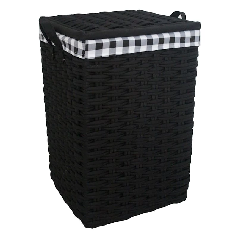 Floor Standing Hamper With Printed Buffalo Check Designed Liner, Extra Large 1 Floor Standing Hamper With Printed Buffalo Check Designed Liner, Extra Large