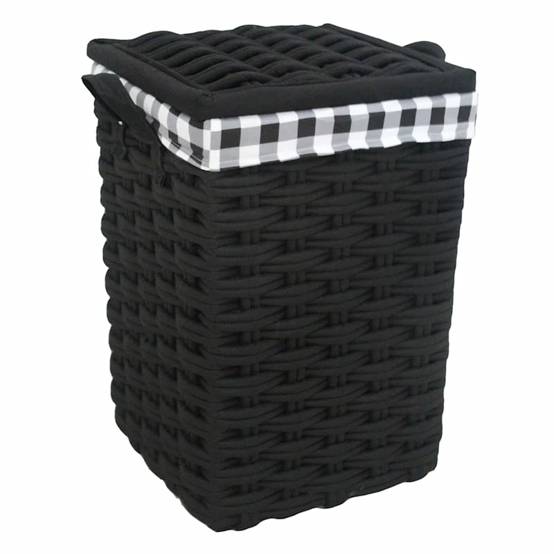 Floor Standing Hamper With Printed Buffalo Check Designed Liner, Medium 1 Floor Standing Hamper With Printed Buffalo Check Designed Liner, Medium