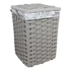 Floor Standing Hamper With Printed Marble Designed Liner, Large