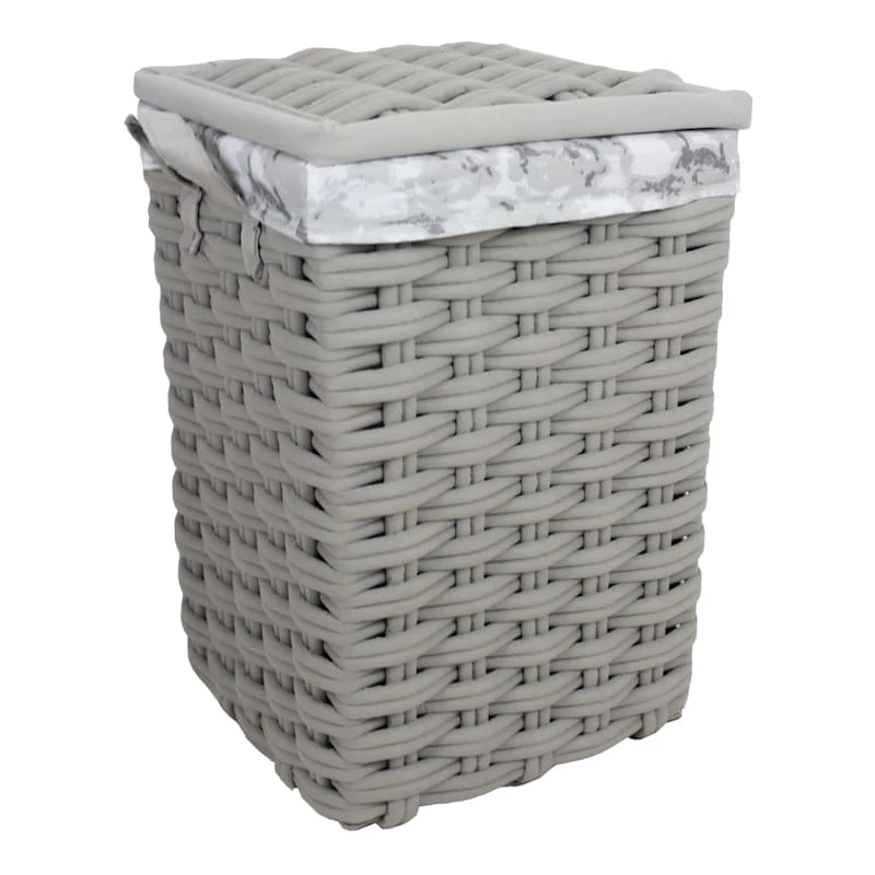 Floor Standing Hamper With Printed Marble Designed Liner, Large 1 Floor Standing Hamper With Printed Marble Designed Liner, Large